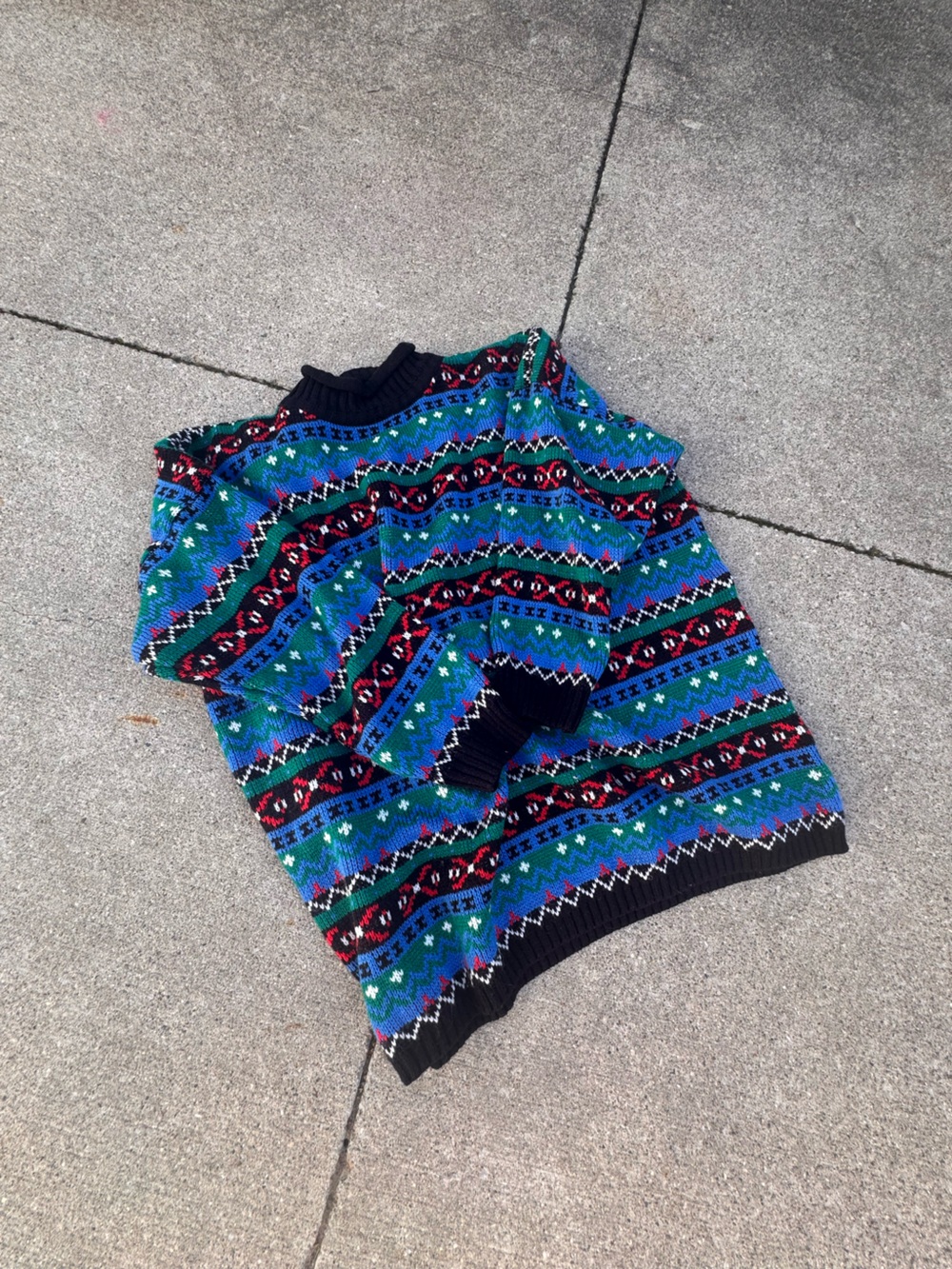 Stefano Ricci Blue Green Patterned Crewneck Sweater